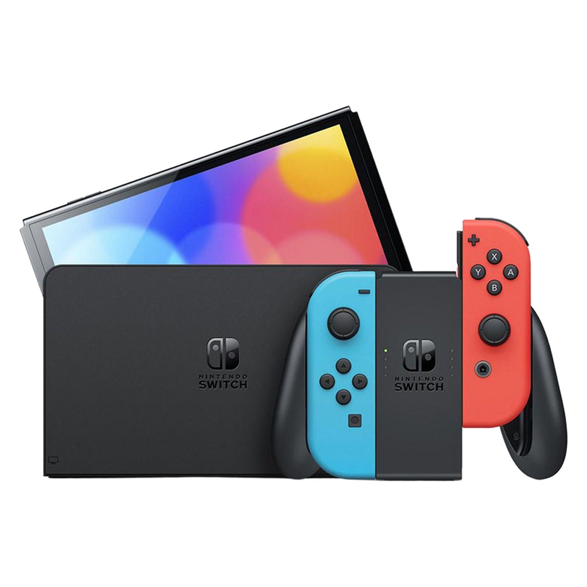 کنسول بازی دستی نینتندو مدل Switch OLED با جویکان آبی و قرمز نئون