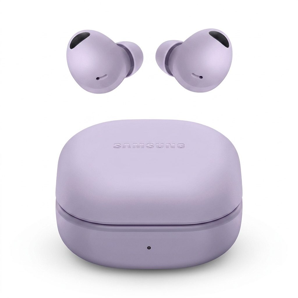 هدفون بلوتوثی سامسونگ مدل Galaxy Buds2 Pro با نویز کنسلینگ فعال (ANC)، درگاه شارژ USB Type-C، دارای میکروفون سه‌گانه، مقاوم در برابر رطوبت و عرق، مجهز به سنسور شتاب‌سنج و مقاومت در برابر آب IPX7